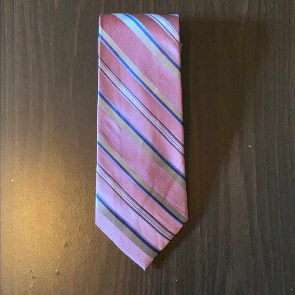 Ashford and Brooks Diagonally-Striped, Pink Tie